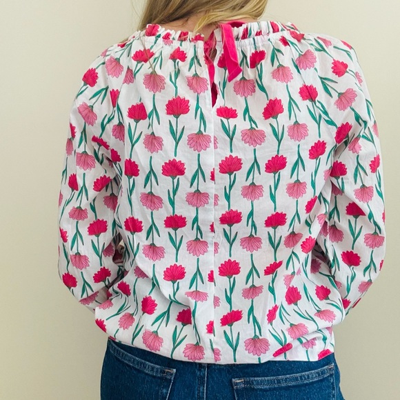 2 FOR $12 J. Crew tie back ruffle neck floral top size XXS - Picture 2 of 9